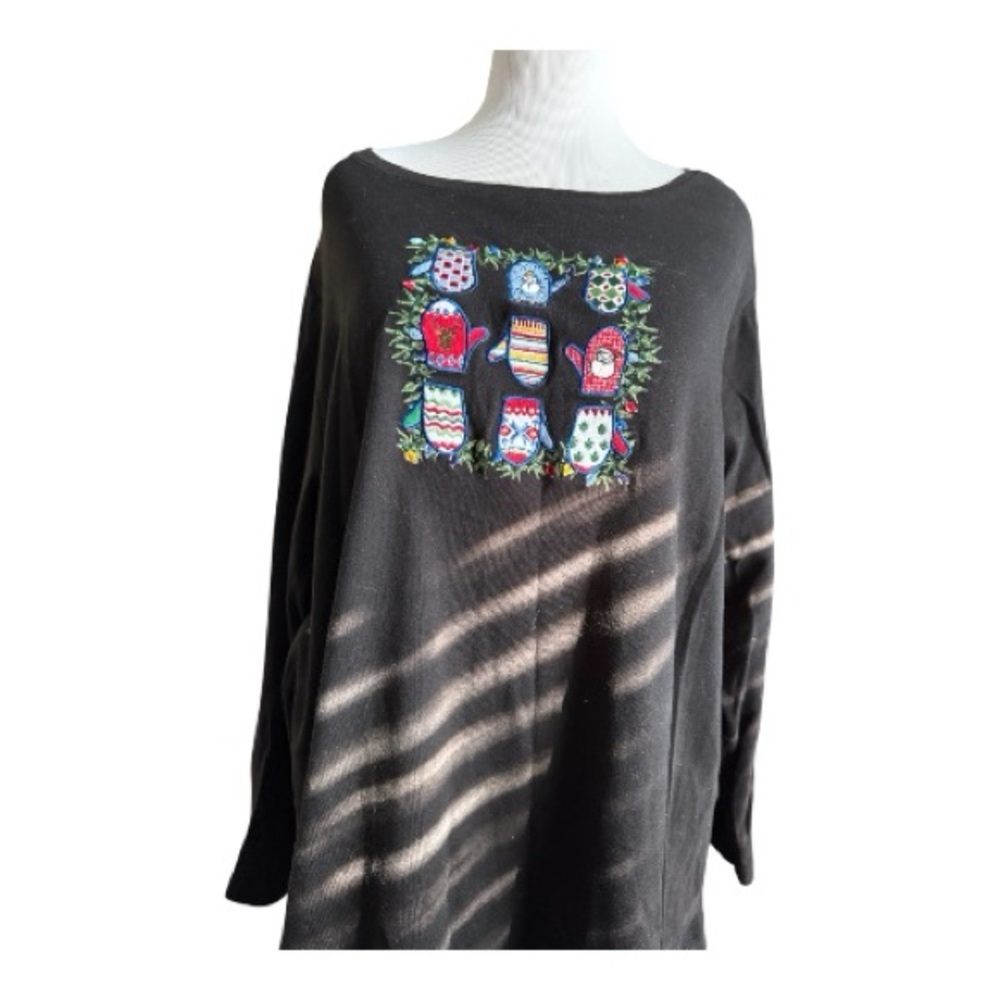 Westbound Black Long Sleeve Top with Colorful Mittens Design - Size 3